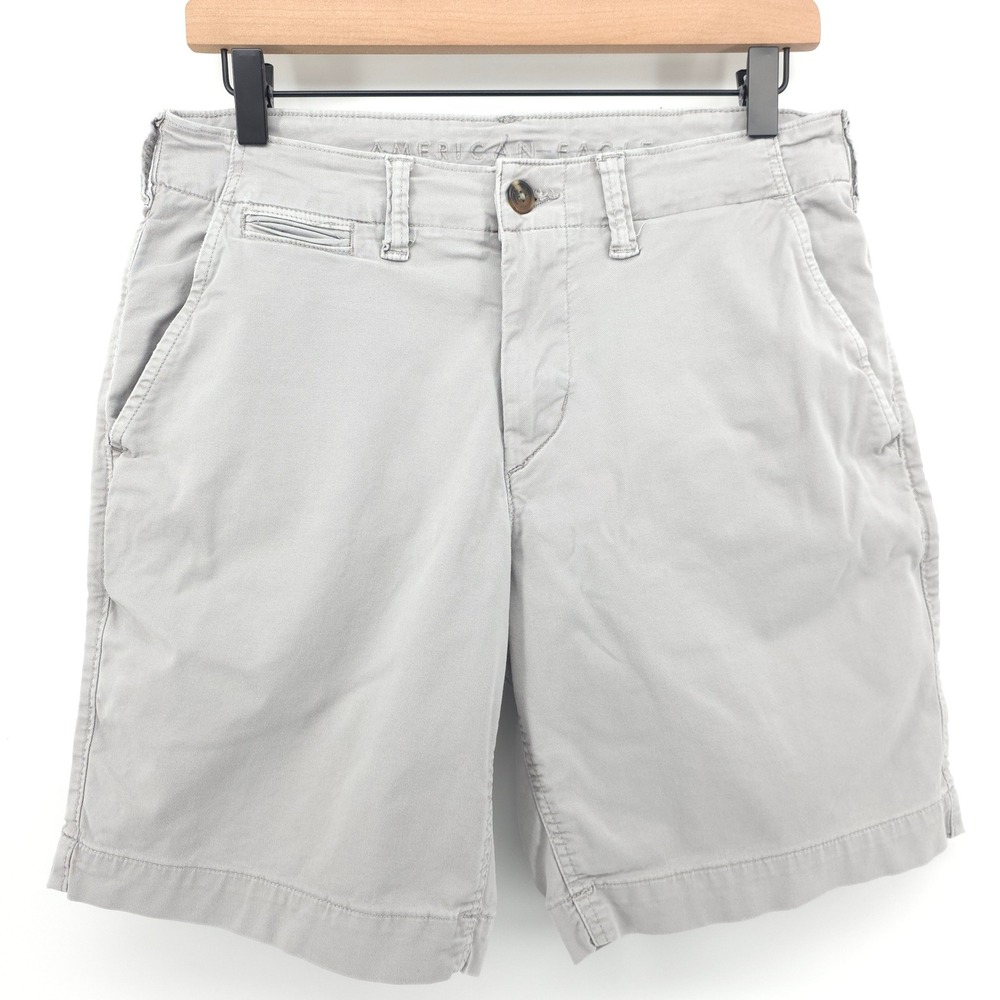 American Eagle Classic Flex Men 30 Shorts Gray Chino Casual Preppy Summer